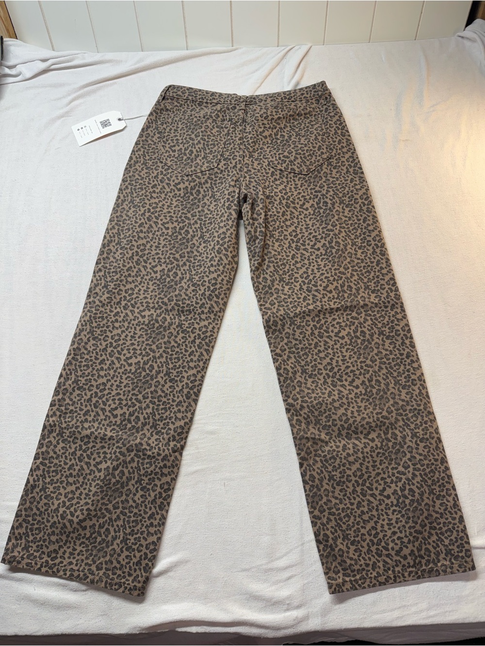 Women's Leopard Print Wide Leg Jeans - Brown - Picture 7 of 8